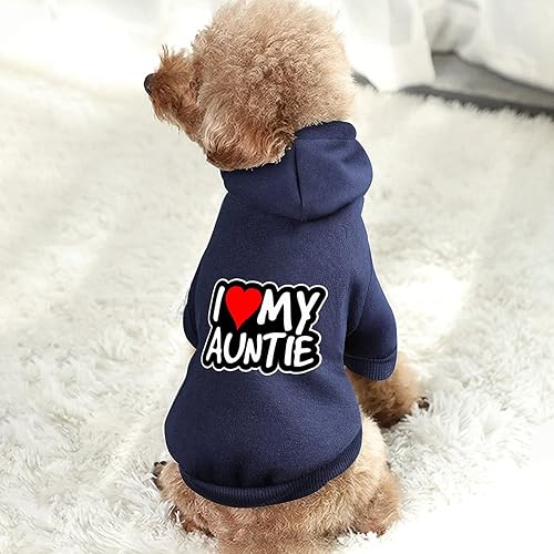 Miniatura 4 de Sudadera con capucha para perro con texto en inglés "I Love My Auntie" con gorro, ropa gráfica para perro, gato, lindo disfraz de invierno para
