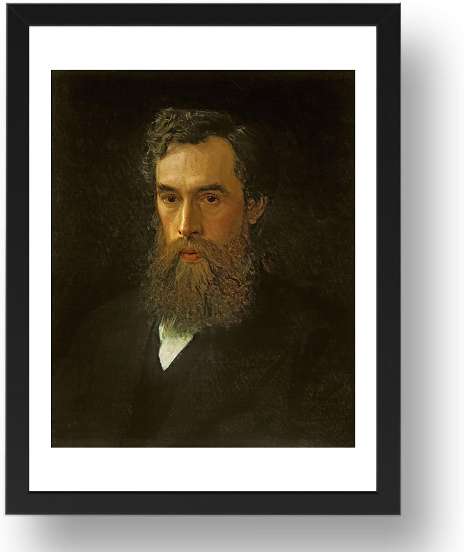 Period Prints portrait of pavel tretyakov by Ivan Kramskoy, 1876, vintage art, A3 reproduction in 17x13 (A3) Black Frame
