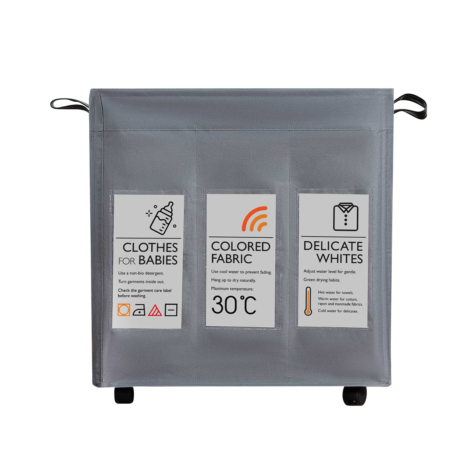 Qunan Rolling Slim Laundry Basket 3 Compartments wi Universal Wheels and Handle Foldable Ox Clo Laundry Ham r Mesh D wstring Dir Clo ES izer wi 4 Port Rods 6 Sort Cards