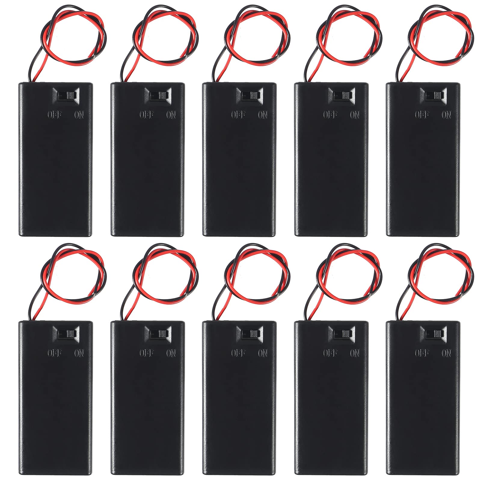 DORHEA 10Pcs 9V Battery Holder, 9 Volt Battery Holder with Switch, 9v Battery Case Connector Wire Spring Clip DIY Plastic Cell Batteries Container