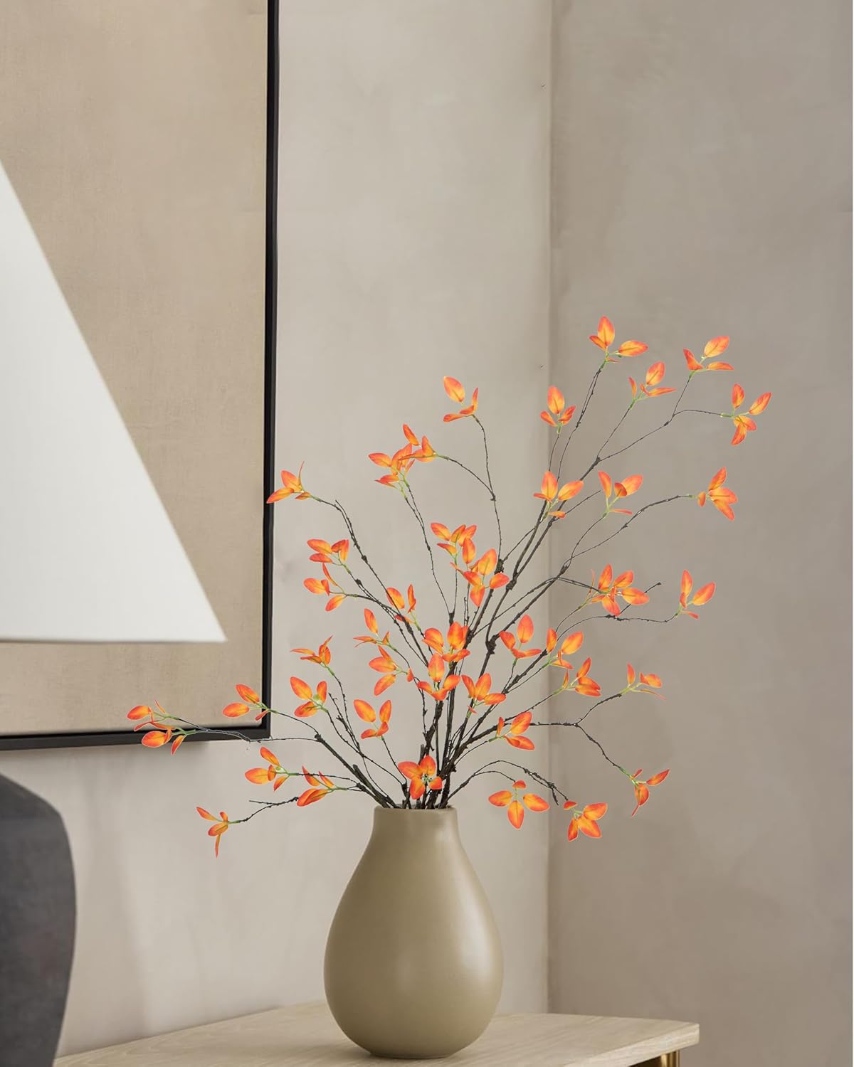 DuHouse 24" 5Pcs Artificial Ficus Branches Artificial Fall Greenery Stems Branches for Vase Filler Home Decor Table Centerpieces Garden Decoration(Orange) - Image 6