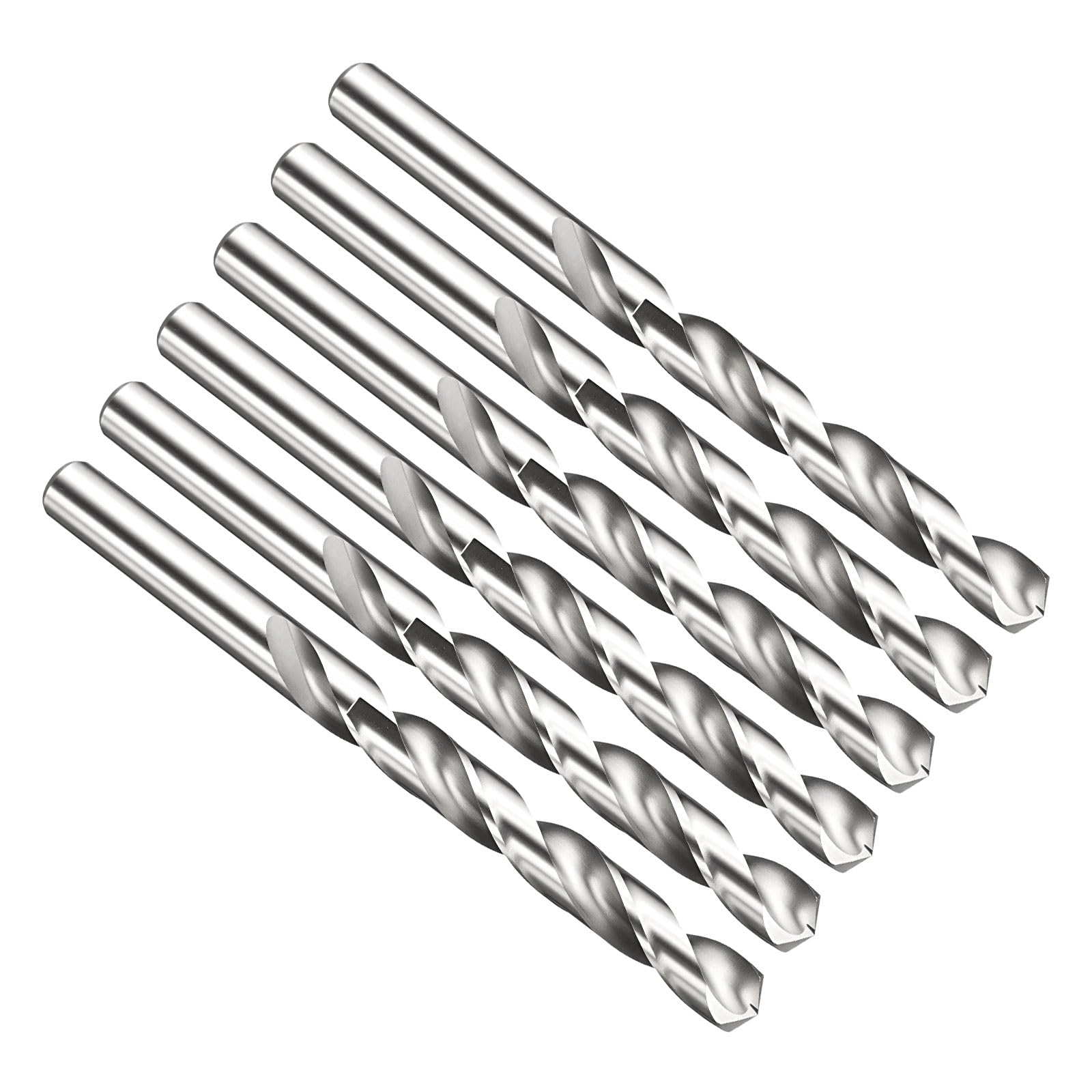 PATIKIL 9.5mm Drill Bit, Jobber Straight Shank M2 High-Speed Steel 135ยฐ Uncoated Bright for Stainless Steel Medium Hard Metal - 6 Pack