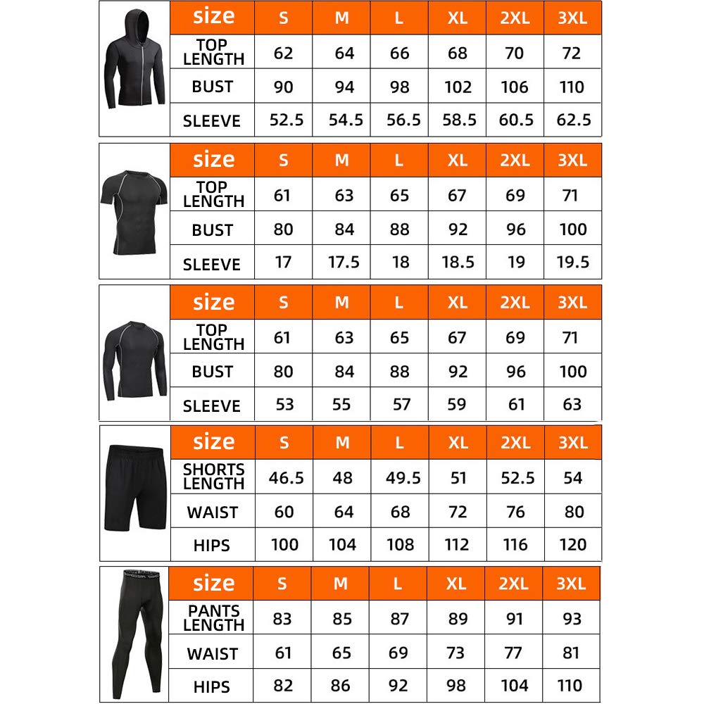 Ensemble de survêtement pour Homme Ensemble de Sport 5 pièces Vêtements de Sport Extensibles Ensemble de Course à Pied pour Entraînement de Fitness