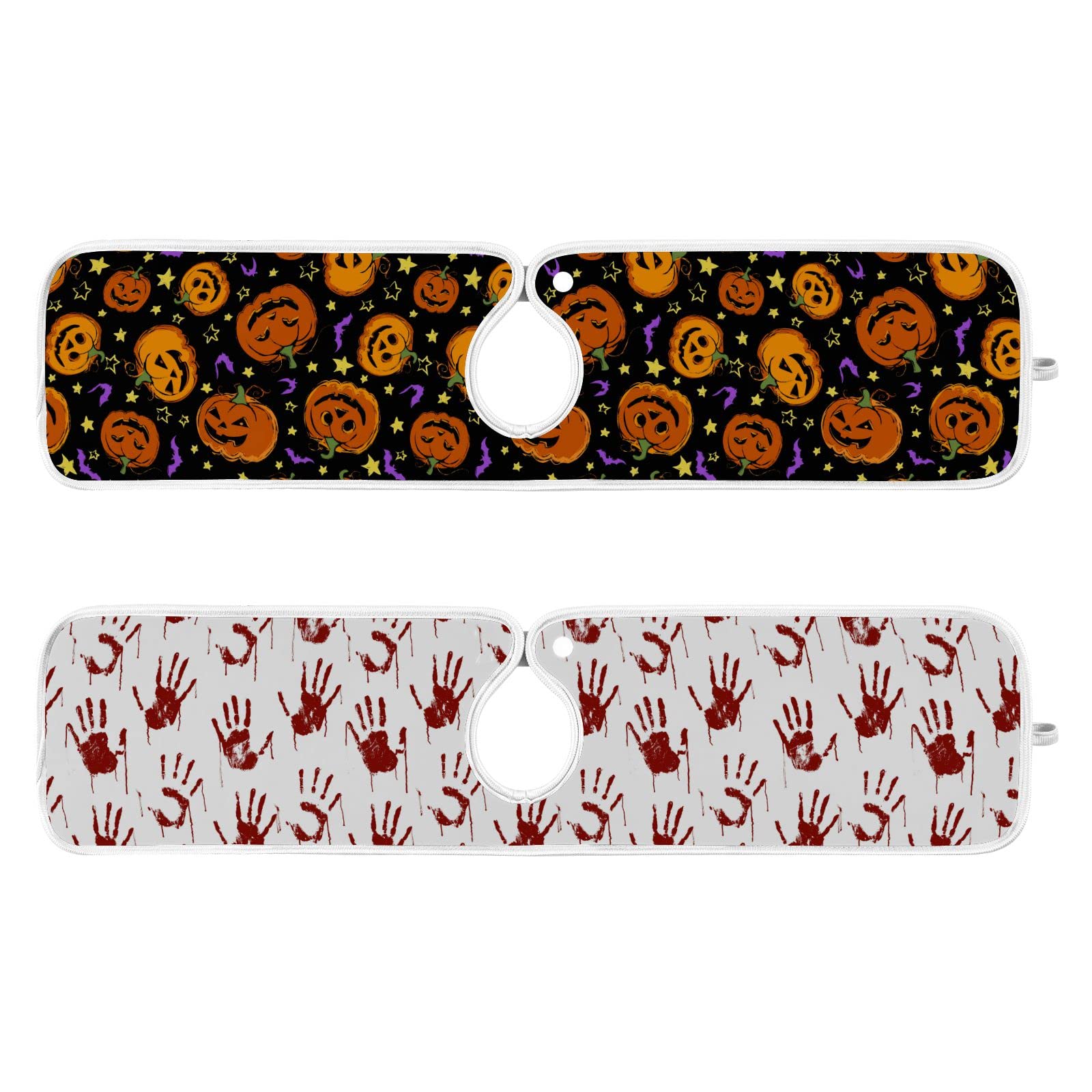 Halloween Spooky Pumpkin Blood Palm Faucet Sink Mat for Kitchen 2 Pack Witch Bat Castle Bathroom Drying Mat Absorbent Splash Water Catcher Mats Microfiber Cloth Drip Protector Splash Pad 23x5 Inches