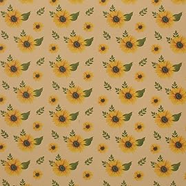 Aimyoo Sunflower Kraft Wrapping Paper Roll, All Occasion Floral Gift Wrap Paper for Wedding Bridal Shower Fall, 17 in x 10 ft