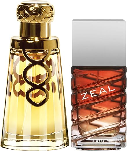 Ajmal Khallab EDP Woody Oudh Perfume 50ml for Unisex and Zeal EDP Aquatic Woody Perfume 100ml for Men + 2 Parfum Testers FREE, Pack of 2 (Khallab_Zeal_EDP)