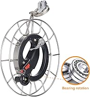 Vista 5 de Carrete de cometa de acero inoxidable de metal con freno, 11.2 pulgadas de diámetro, bloqueo de seguridad y conectores de línea de rodamientos, guía