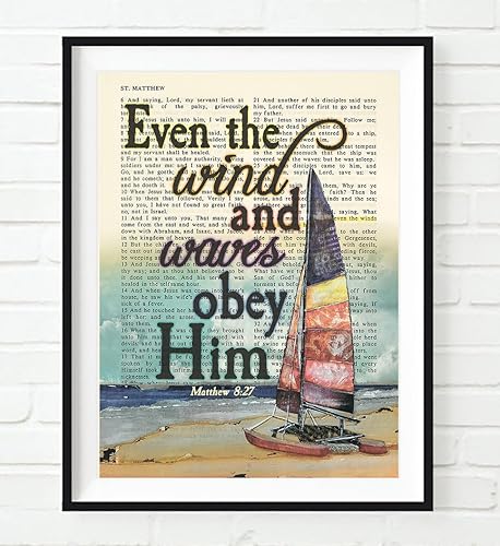 Miniatura 3 de Set of 6 -Vintage Nautical Christian Bible Verse Page Art Prints, Unframed, Matthew 927, Philippians 47, Isaiah 433, Isaiah 464, Hebrews 619, Psalm