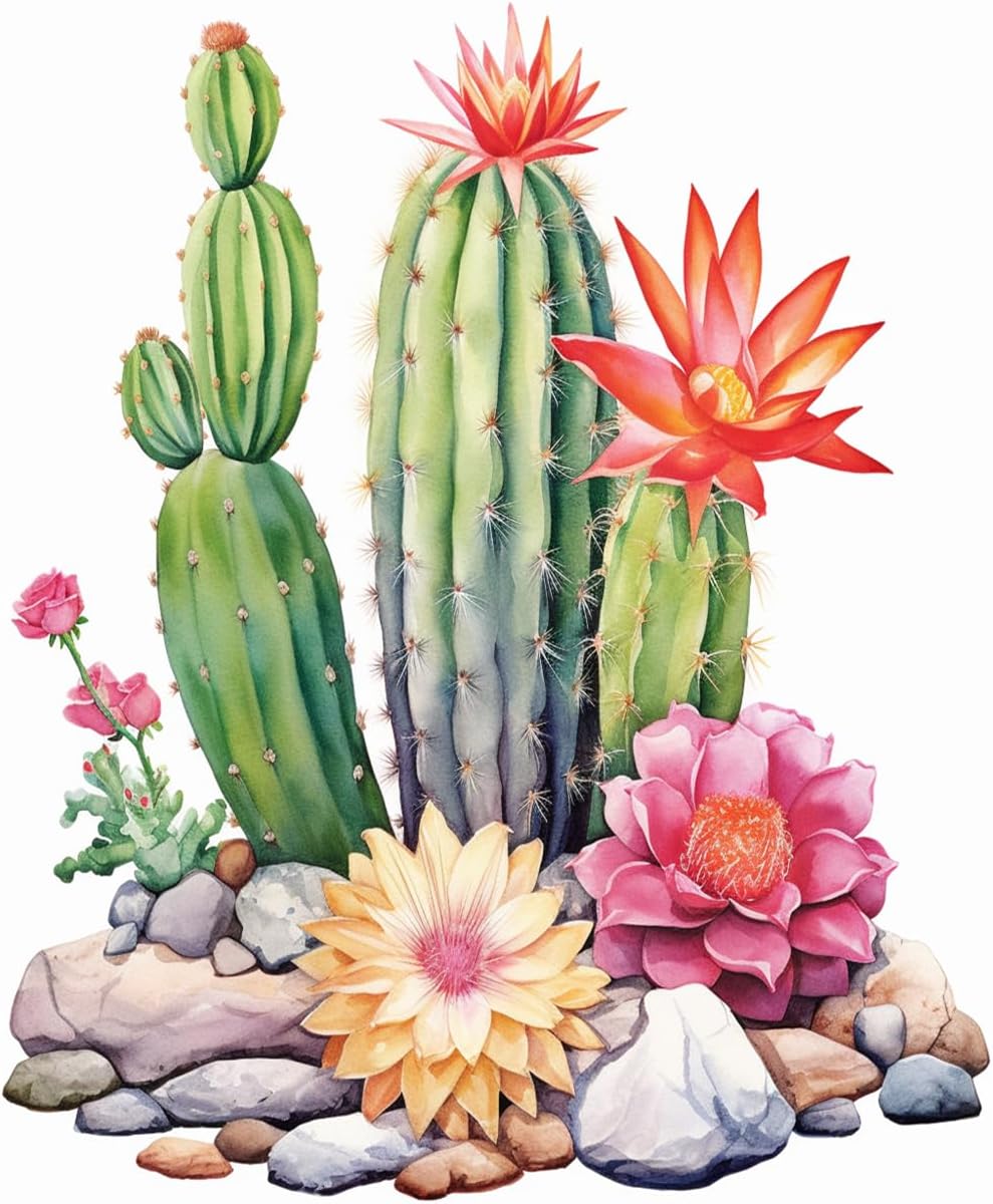 pigpigboss Cactus Tree Diamond Painting Kit 5D Full Round Diamond Painting Set Succulents Cactus Diamond Dots Art Paint with Diamonds for Beginner, Adults Home Decor (12 x 16 inches)