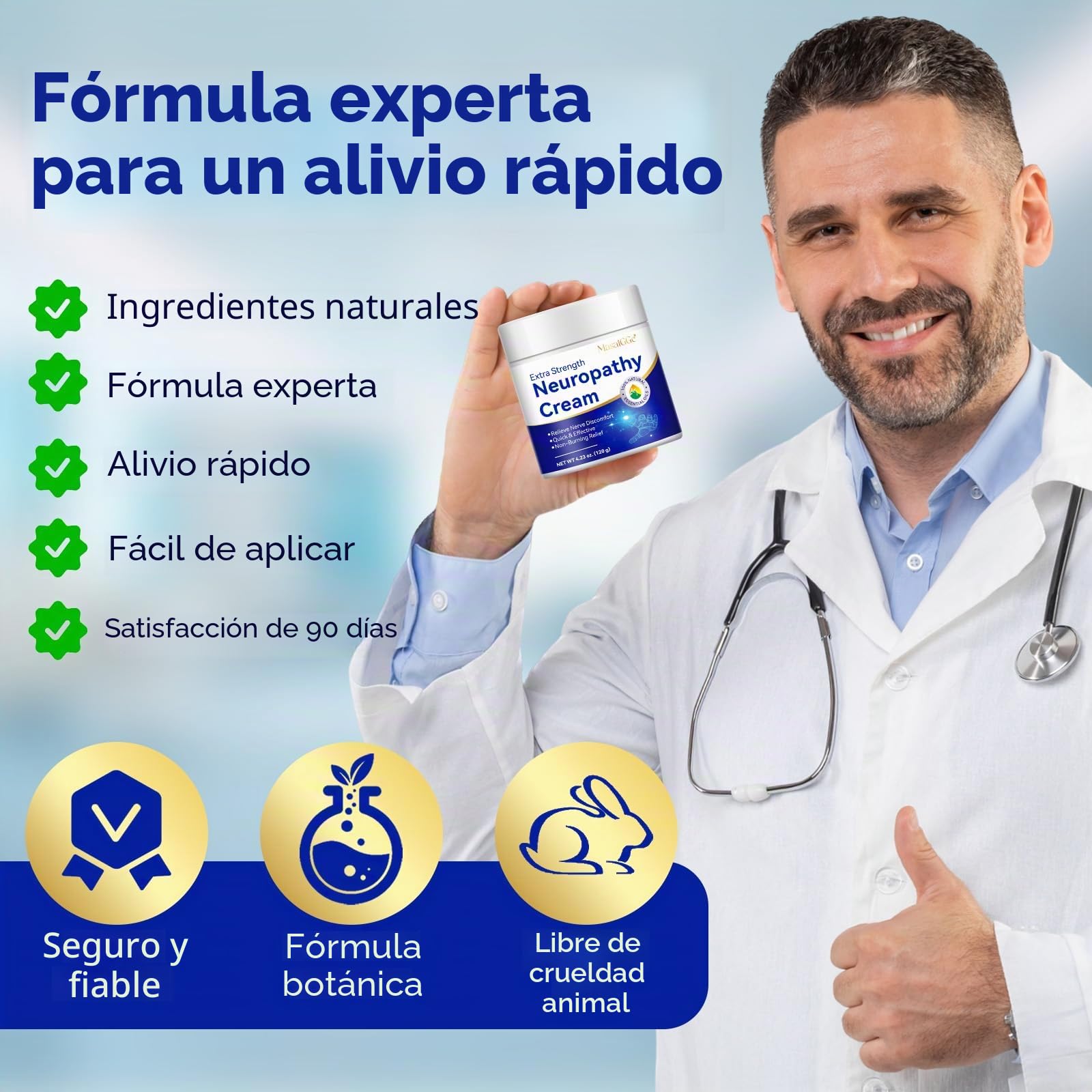 Crema para Neuropatía 120g, Alivio Rápido del Dolor Nervioso, Reduce Hormigueo y Entumecimiento, Fórmula Natural con Árnica, Aloe Vera y Vitamina B6, Hidratante No Grasa, para Pies, Manos y Piernas