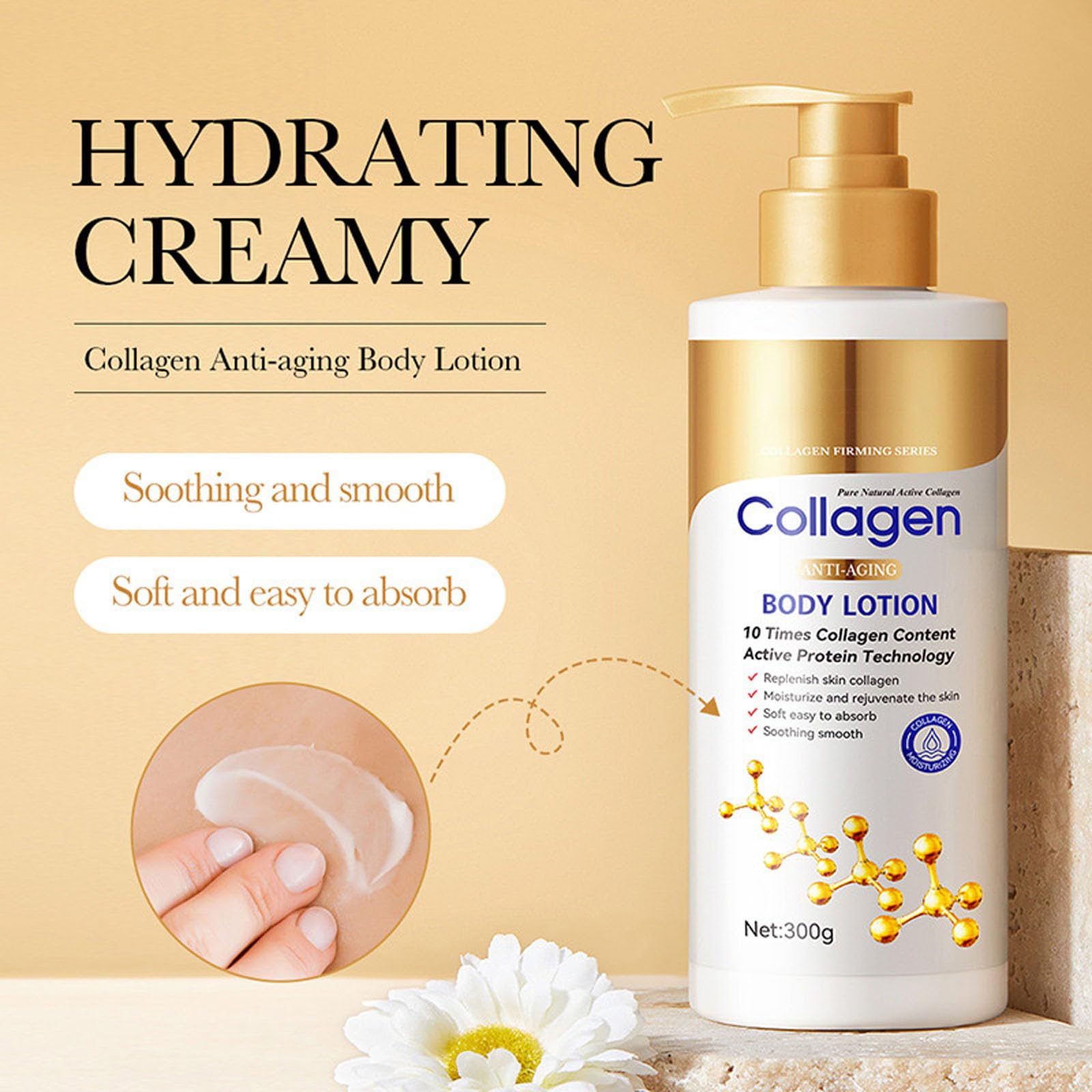 Liftaria Collagen balsam do ciała, ujędrniający balsam do ciała dla kobiet, nawilżający, przeciwzmarszczkowy, kolagenowy, redukuje drobne linie, krem do ciała przeciw zmarszczkom i suchości, 300 ml (2