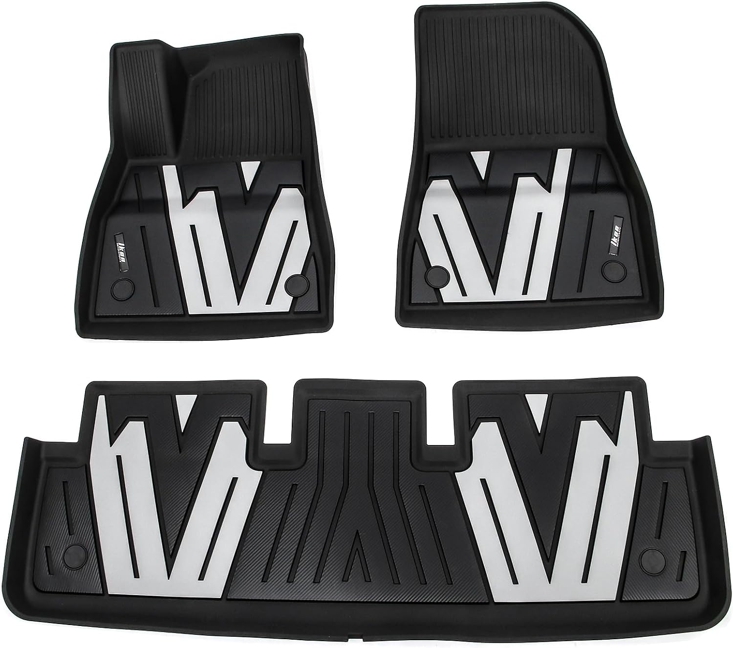 FREEMOTOR802 Compatible with 2024-2025 Tesla Model 3 Floor Mats, Black& Gray Auto TPE Injection 3D Molded Carpets Liner Front Rear Row All Weather 3PC Set Protector