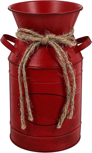Jarrones de metal rústico con cuerda, estilo rústico, estilo retro, para decoración de bodas, fiestas, casa de campo, color rojo