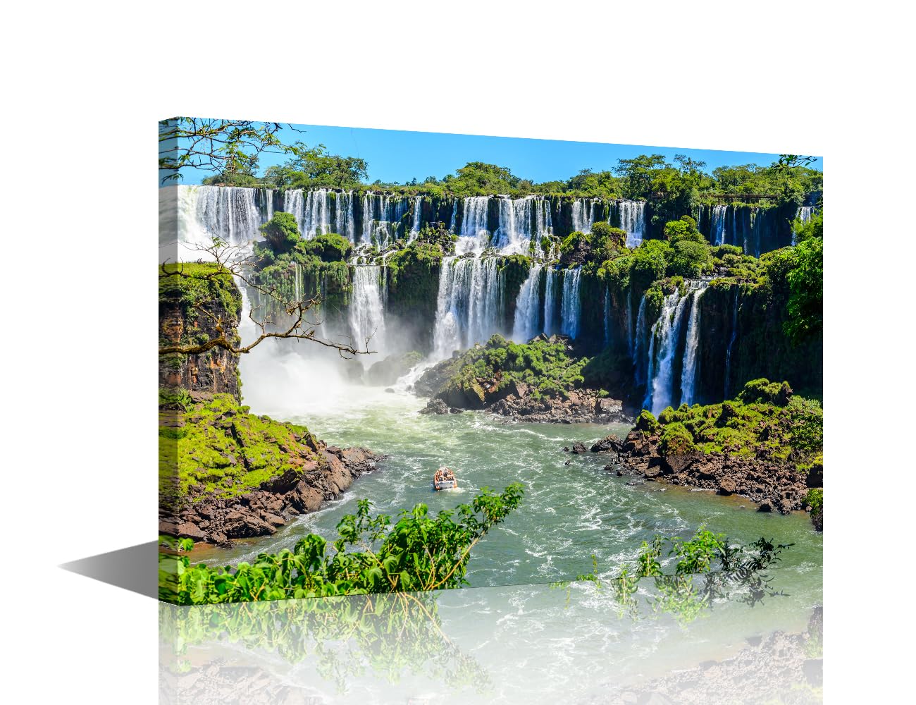 TISHIRON Iguazu Falls View Canvas Wall Art for Living Room Waterfall Paintings for Bedroom Home Decorations Green Water Pictures Wall Decor Art Work for Home Walls 12" Wx18 Hx1 Panel