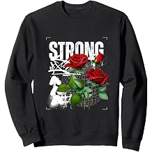Strong T, Strength, Bold Urban Edge, Red Rose, vintage Sweatshirt