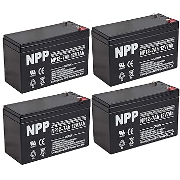 NPP NP12-7Ah (F1, 4 Pcs) 12V 7Ah Sealed Lead Acid Rechargeable Battery with F1 Terminal, for Small UPS, Solar Power, IOT, Kids Car, and Outdoor Camper