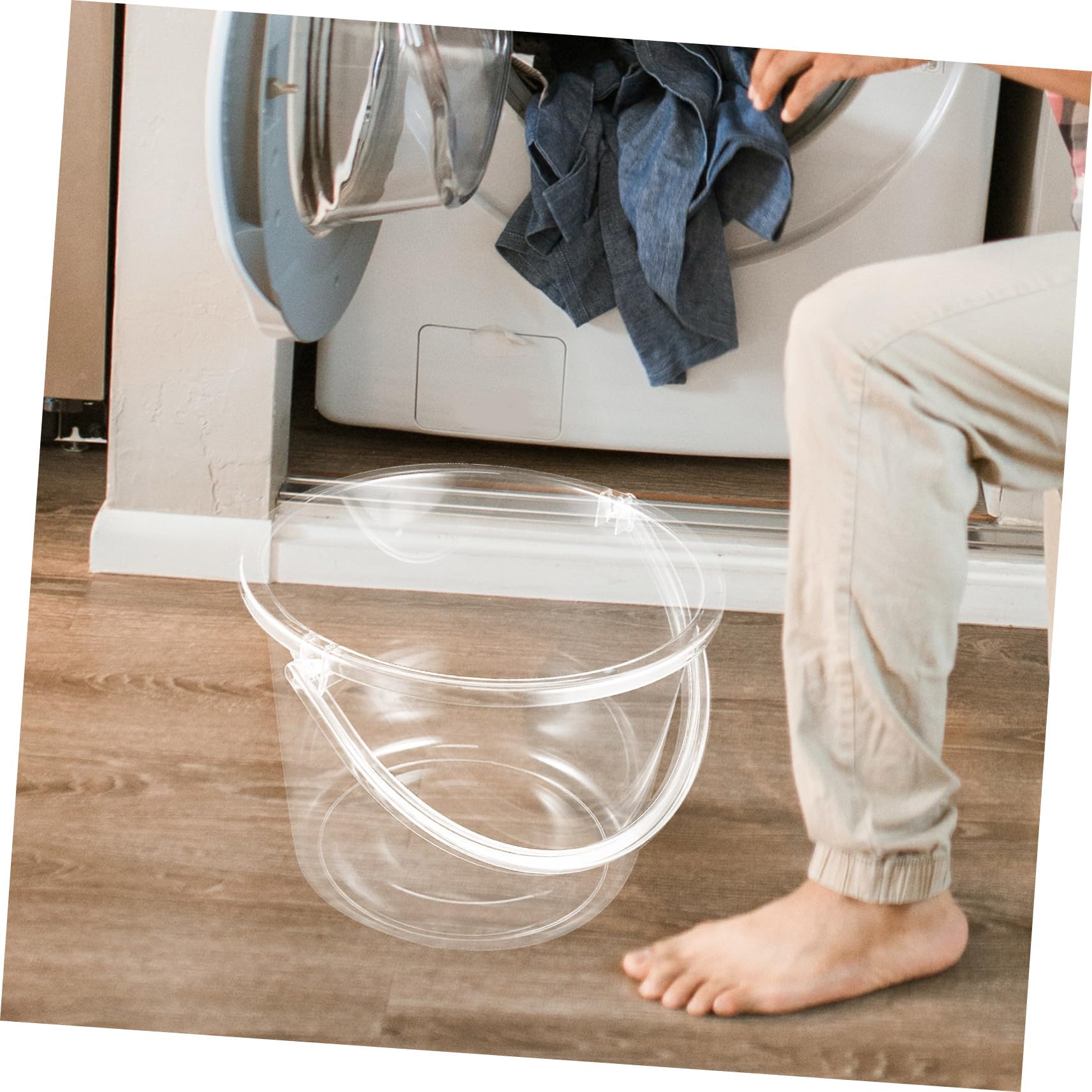 Transparenter Plastikeimer mit Griff, Tragbarer Wascheimer | Kunststoff Ausführung, Hochtransparent, ohne Deckel, für Waschen und Wischen