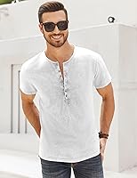 Vista 13 de Camisas Henley desgastadas para hombre, camisetas retro de manga corta, camisetas casuales con botones lavadas para hombre