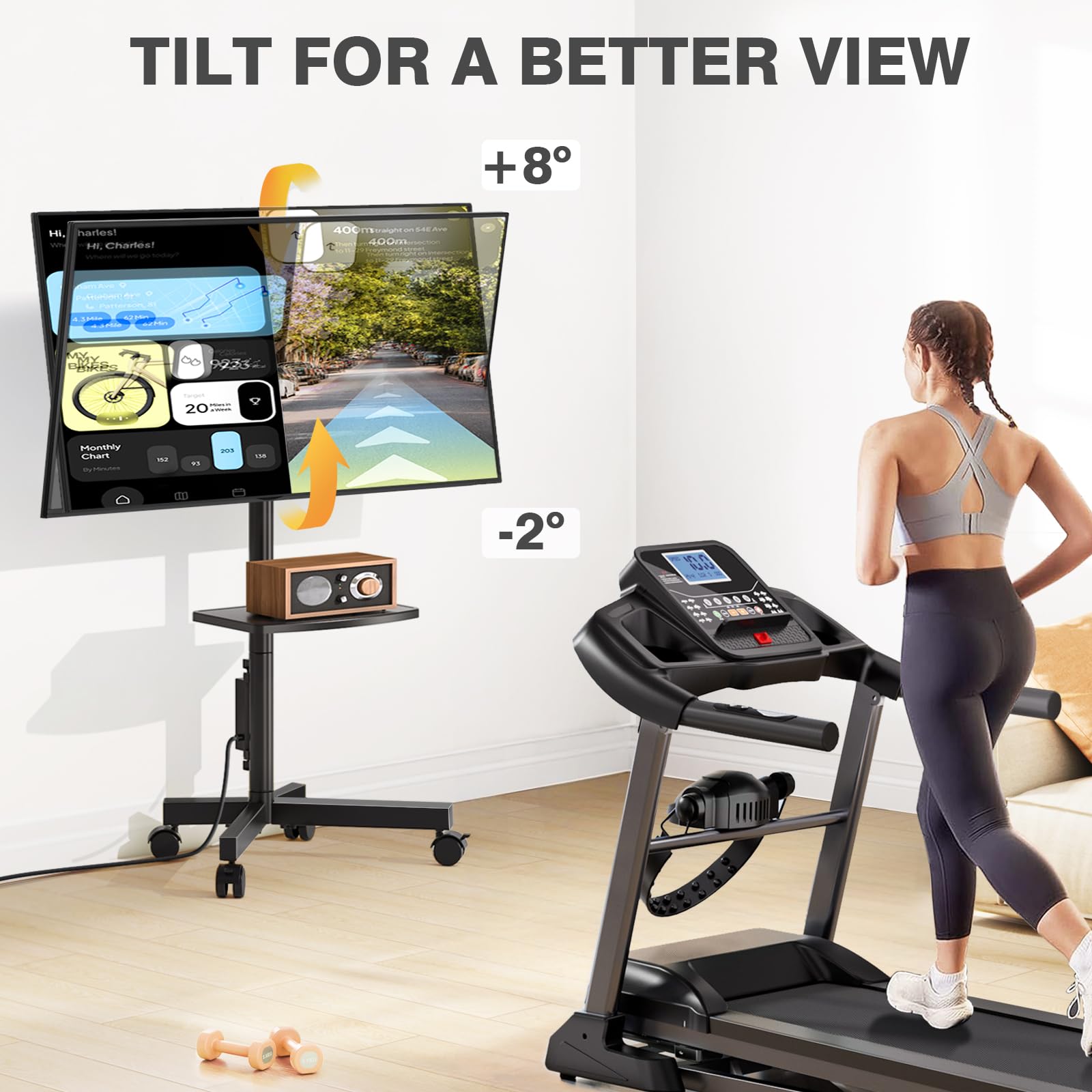 Supporto TV mobile con presa corrente 23-60 Pollici - Dettaglio