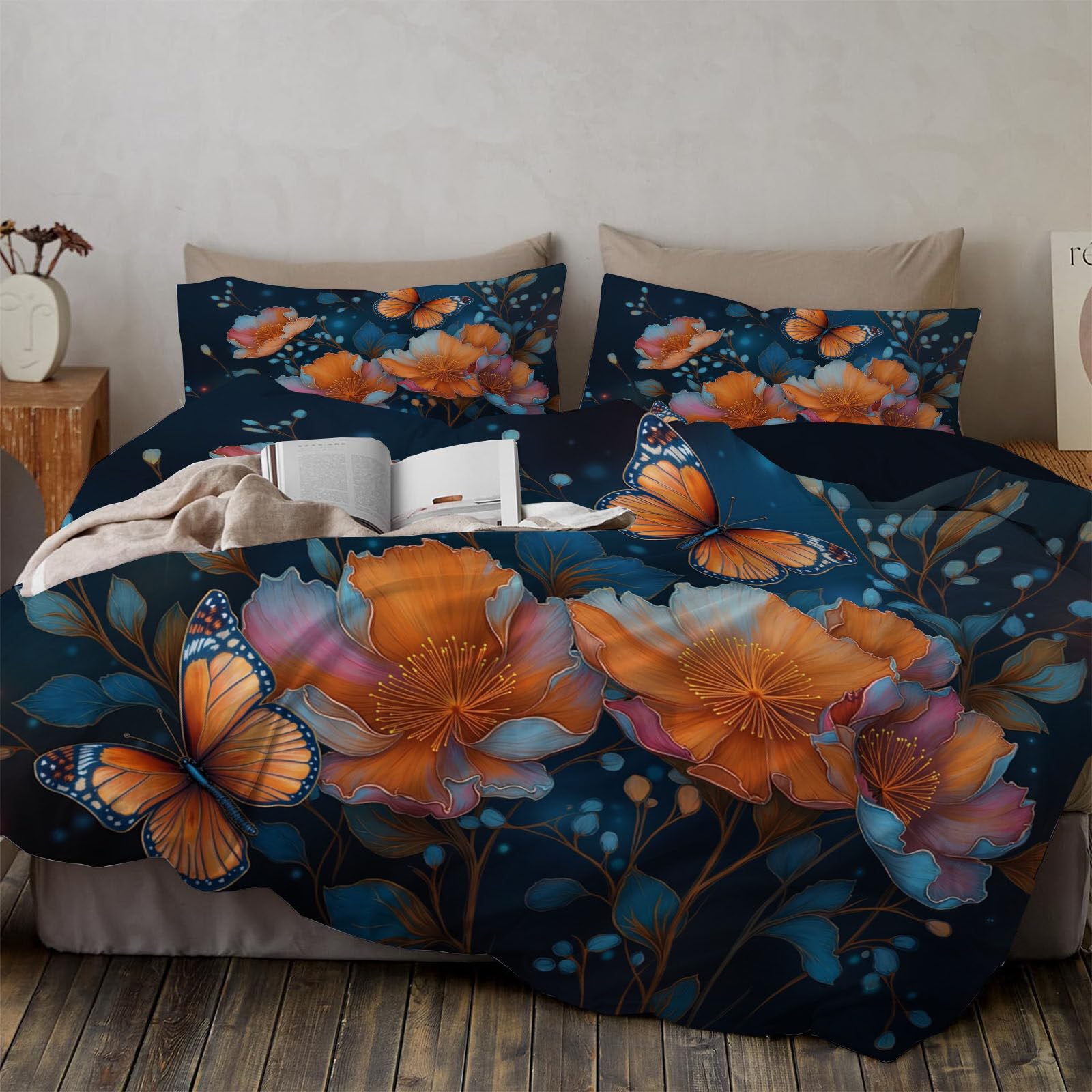 Housse de couette papillon bleu foncé pour transformer la chambre d'enfant