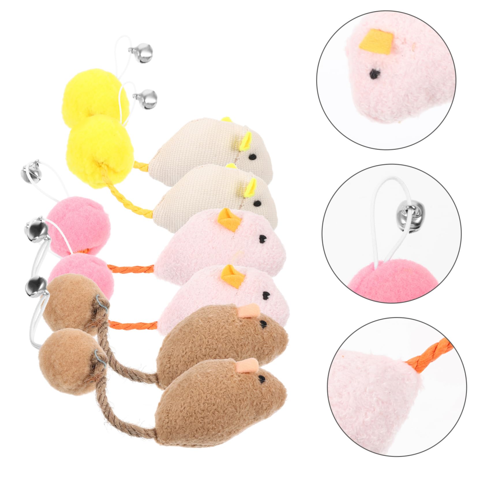 Toddmomy 6pièces Jouet Souris pour Chat Peluche Lot de Jouets Interactifs pour Chat Et Chaton avec Clochette pour Chasser Et Mordre