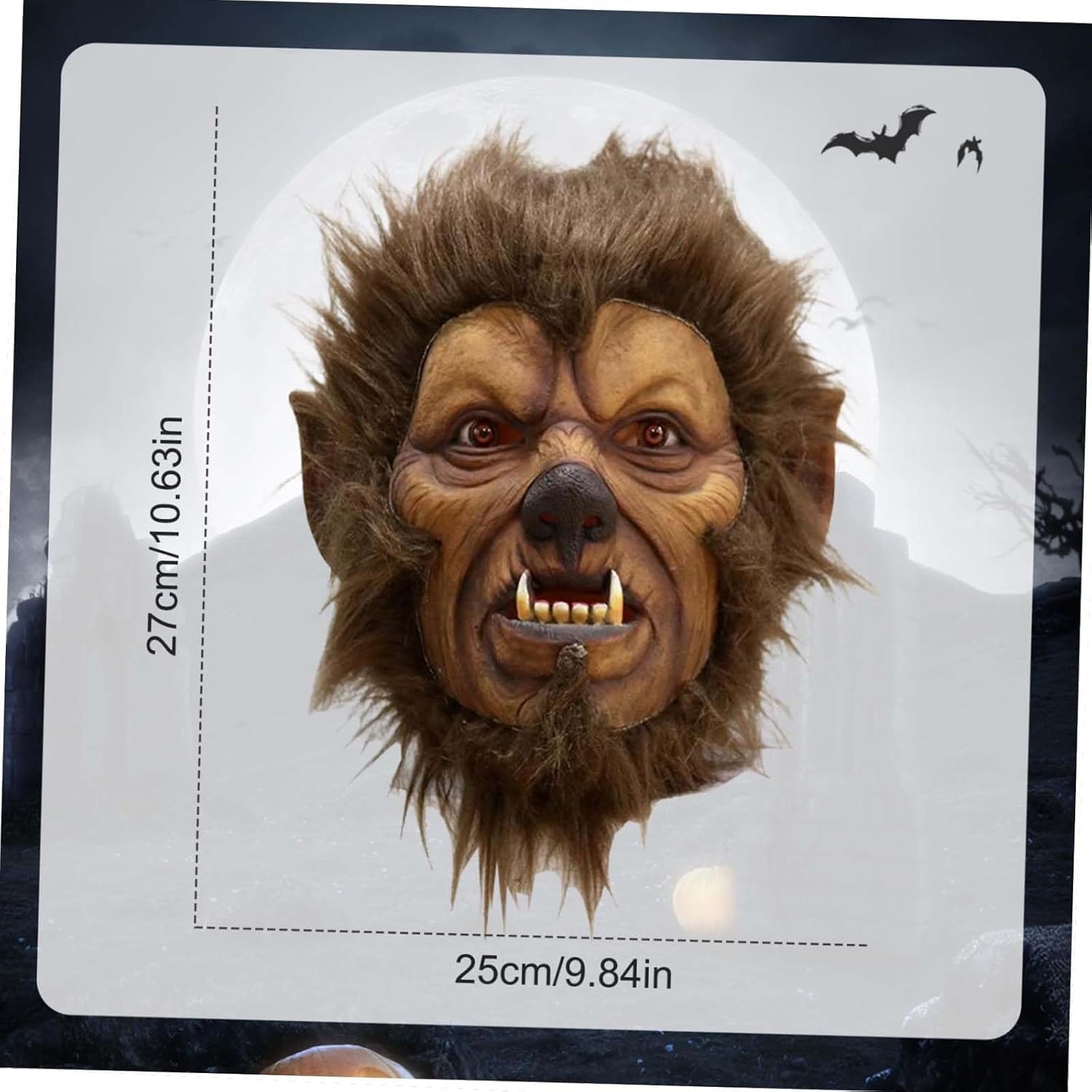 Halloween Mask - Scary Latex Head Mask, Halloween Mask Breathable Latex Scary Mask, Full Head Werewolf With Hair Horror Costume Masks, For Halloween Party Carnival