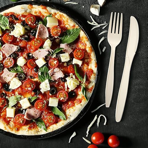 Miniatura 7 de Cubertería compostable de almidón de maíz, juego de 50 cuchillos, utensilios ecológicos, biodegradables, duraderos, resistentes, resistentes,