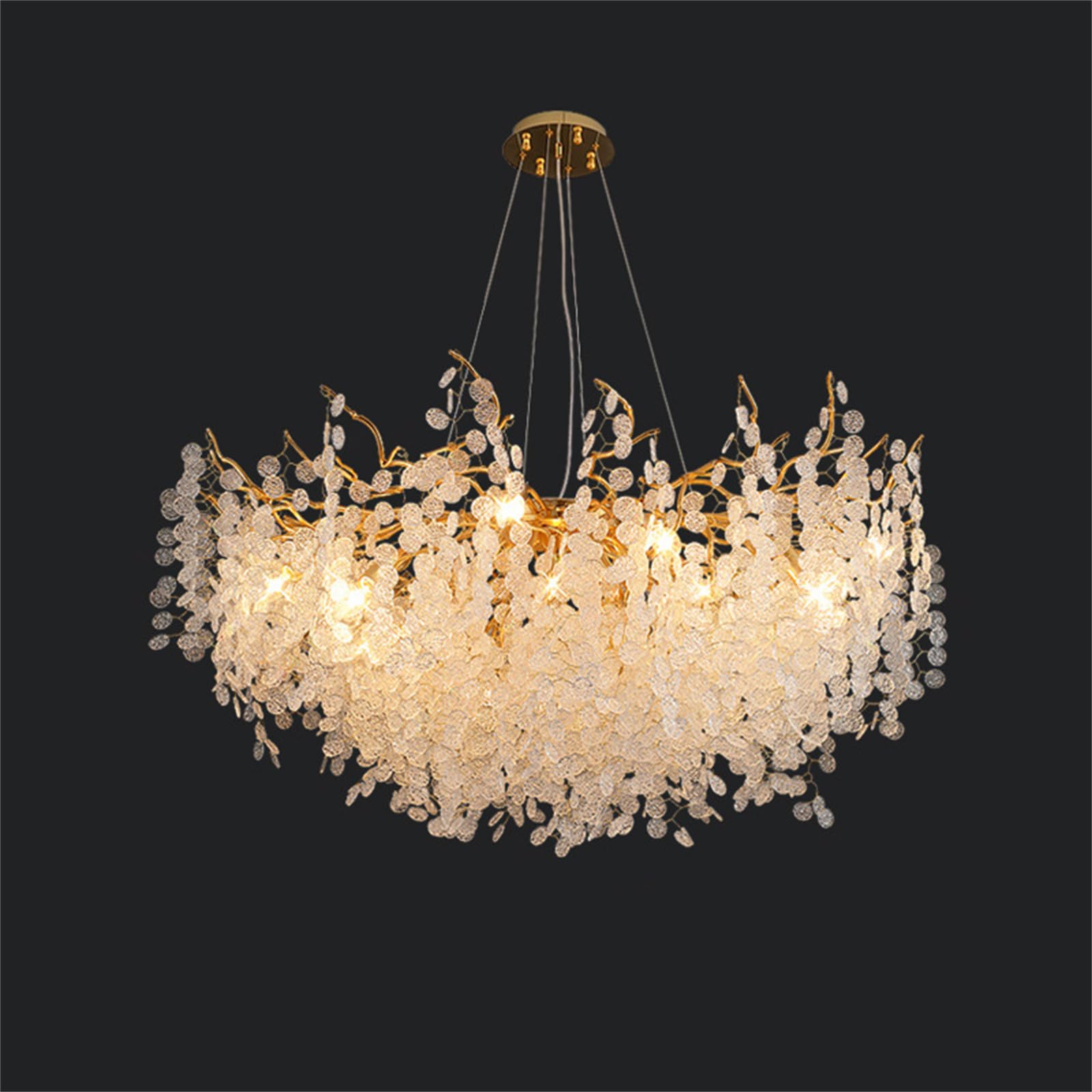 KXEcoLife Modern Crystal Tree Branch Chandelier, Luxury Art Deco Raindrop Pendant Light Fixture for Dining Room Living Bedroom Foyer Entryway,Round D60cm