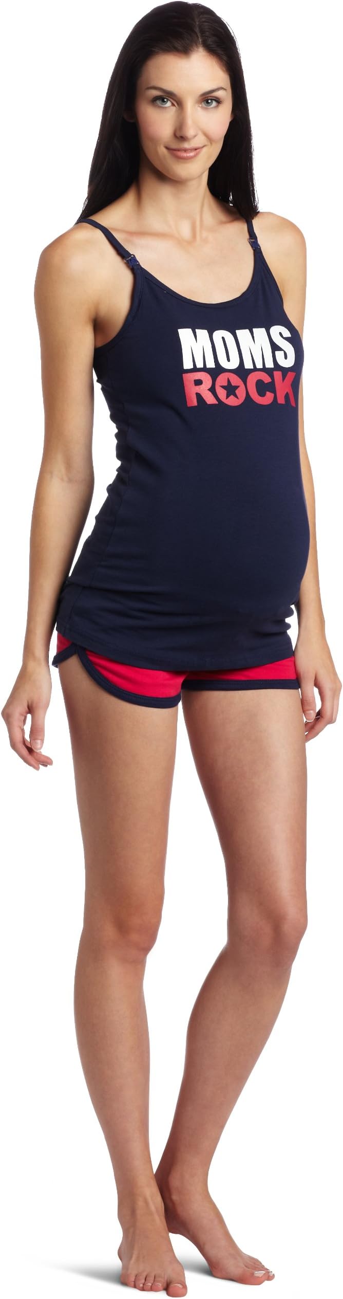Lamaze Maternity womens Moms Rock Nuring Short Pajama Setmoms Rock Nuring 반바지 파자마 세트conjunto De Pijama Corto Moms Rock Nuring Moms Rock Nuring Short Pajama Set