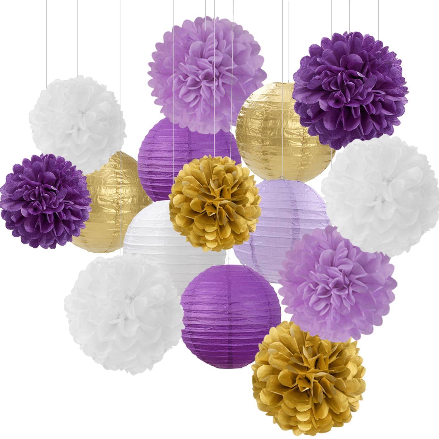 Photo 1 of ***STOCK IMAGE FOR REFERENCE***
WHITE,POWDER-BLU, DUSTY BLUE  Party-Decorations Paper Flowers Lanterns - 15PCS Graduation Lavender Tissue Pom Poms Streamers,Wedding Birthday Bachelorette Baby Shower Classroom Hanging Supplies Decor Hugfond