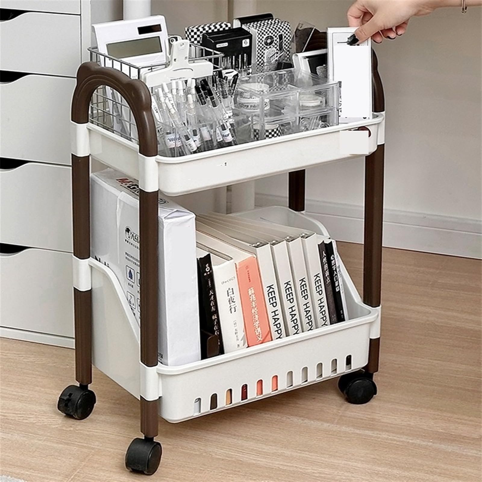 Biurowa szafka na dokumenty, mobilny stojak do przechowywania dokumentów, stojak do przechowywania przekąsek, prosty regał obok biurka podłogowego, organizer na dokumenty (56 cm)