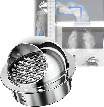 Soffit Vents Air Vent Cover - Thickening 304 Stainless Steel Wall Round Vent Hole Ventilating Cover - Louvered Grille Air Ventilation and Exhaust Kitchen Bathroom Outlet Hood, with Mesh