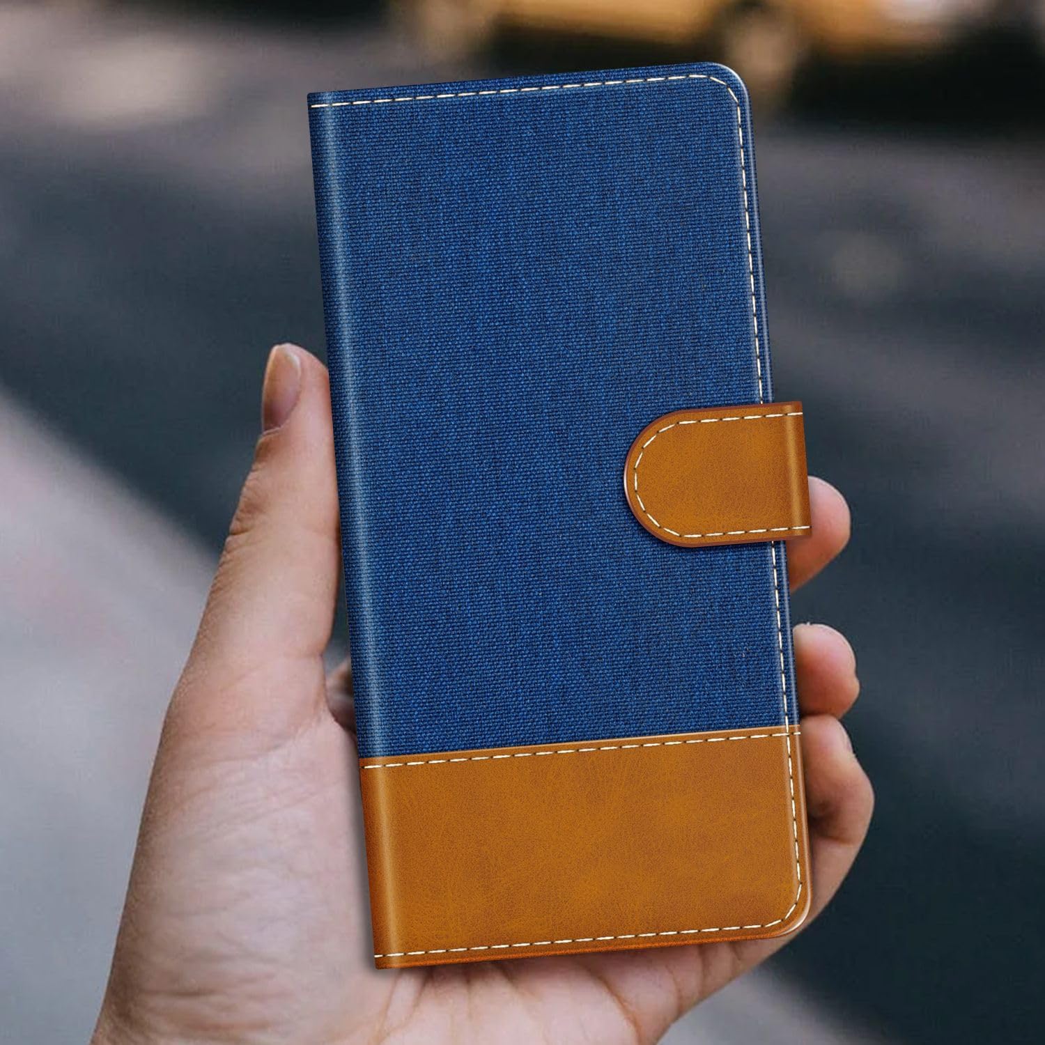 Leather Flip Wallet Case Compatible with Doogee DK10 Phone Cover with Card Holders, RFID Blocking, Magnetic Closure & Kickstand (Blue)