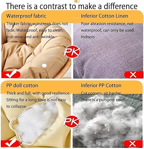 Miniatura 7 de BAKAH Cojín redondo impermeable Papasan para asiento de hamaca con relleno para colgar silla de huevo, sofá plegable de jardín, tapete tatami,