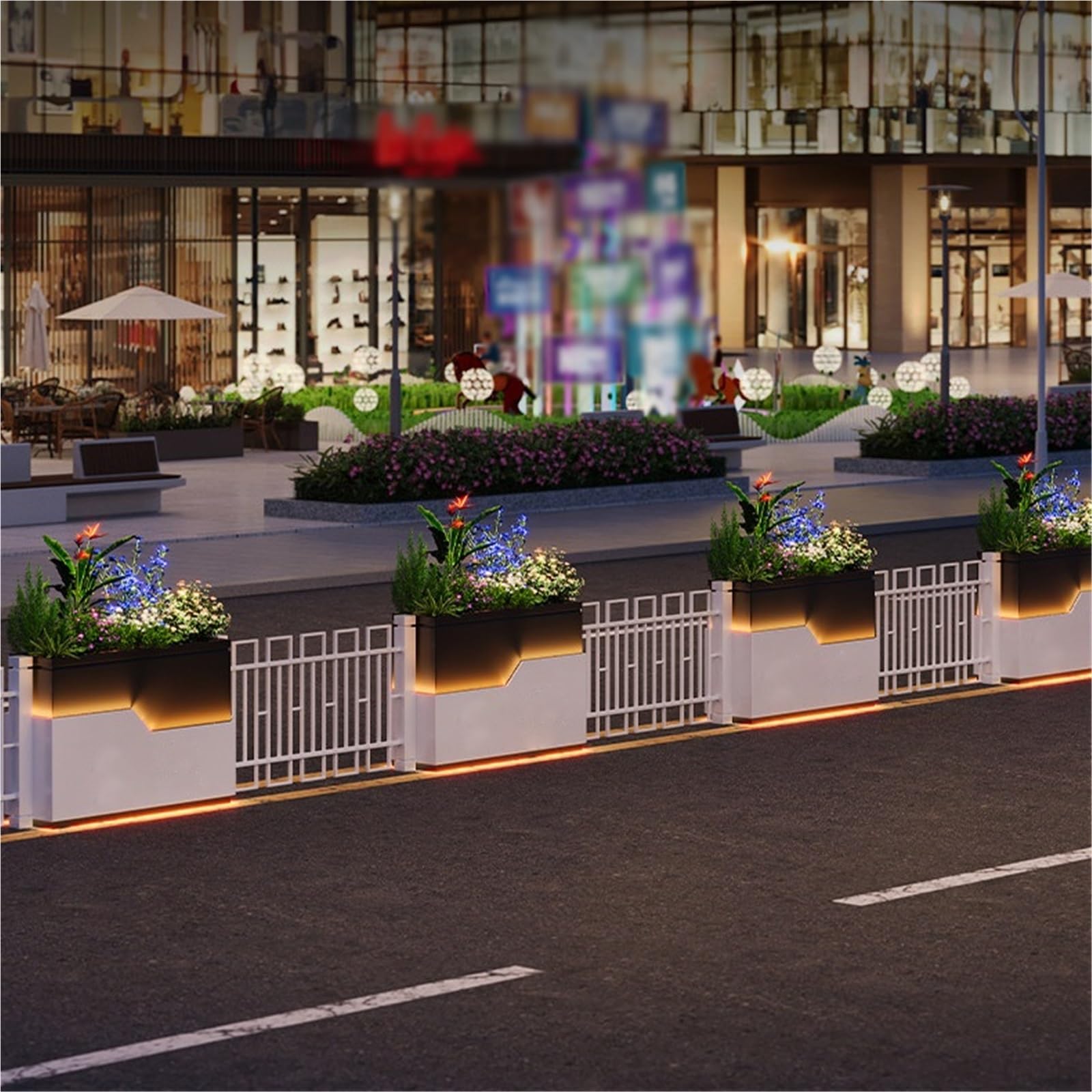 Jardinera elevada Caja de flores Cama Contenedor cultivo Canal plantación | Adecuado for vías municipales y catering Tienda Diseño exterior del escaparate(Medio)