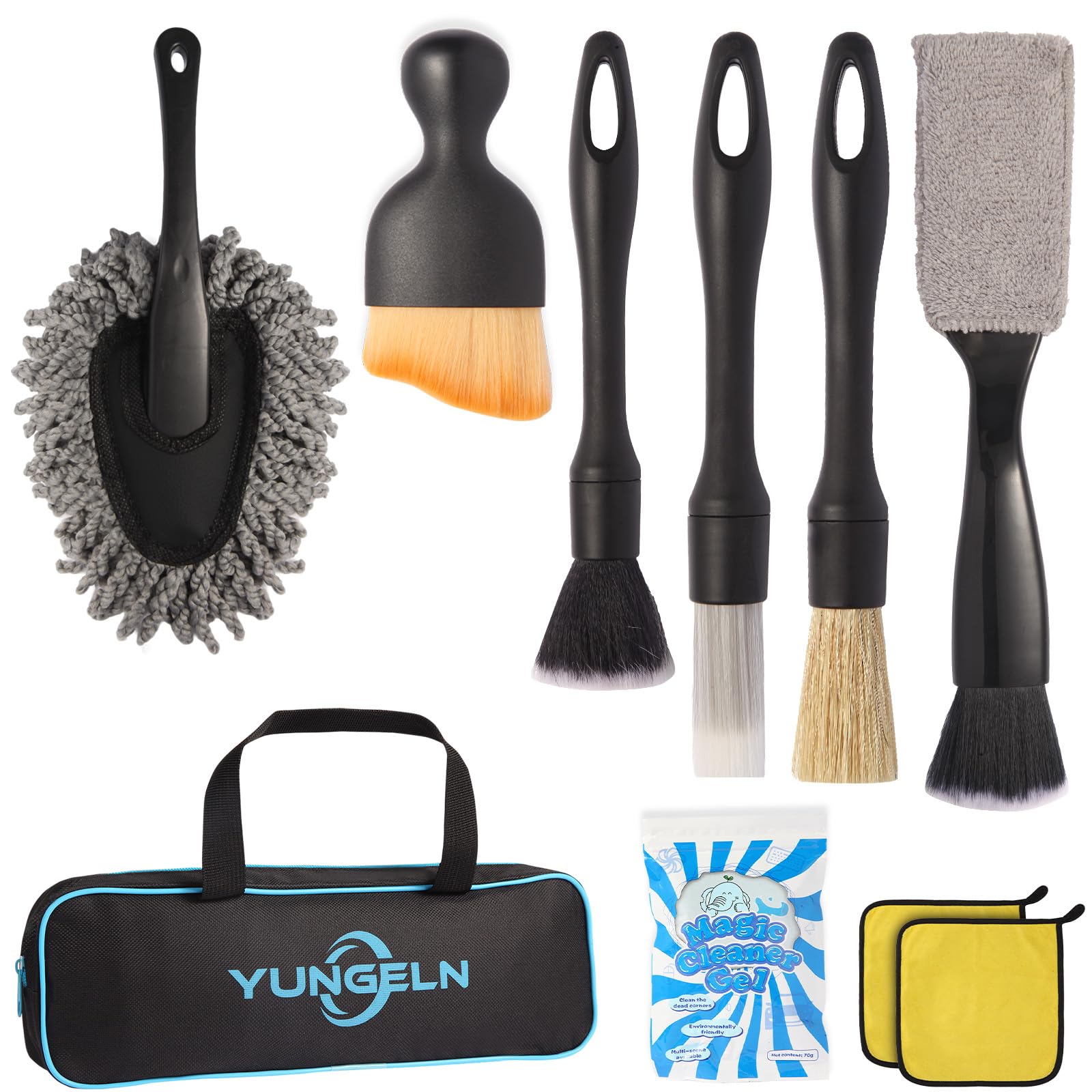 Car Detailing Brush Kit with Detail Brushes Car Interior Detailing Brushe Car Dust Brush Cleaning Gel Car Interior