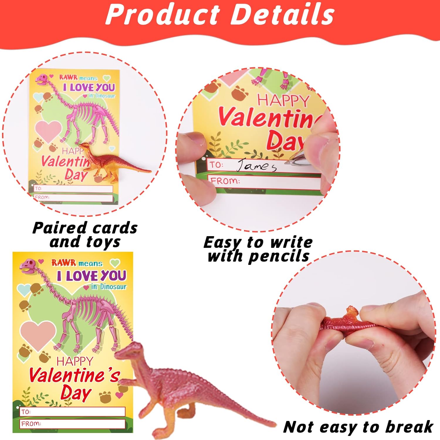 Wiooffen 36 Valentines Day Gift Cards with Dinosaurs Figure Toys Gift for Kids Valentine's Party Favor Classroom Exchange School Prizes Student Activity Supplies