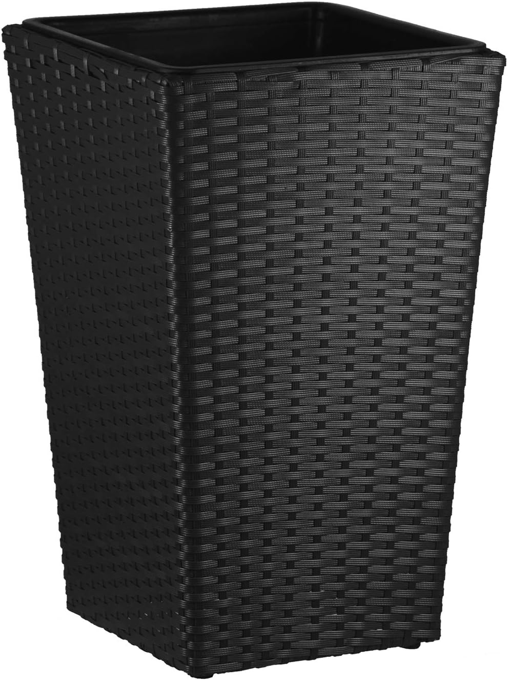 Handmade Poly Rattan Large Black Weave Planter & Insert Pot 50cm (H