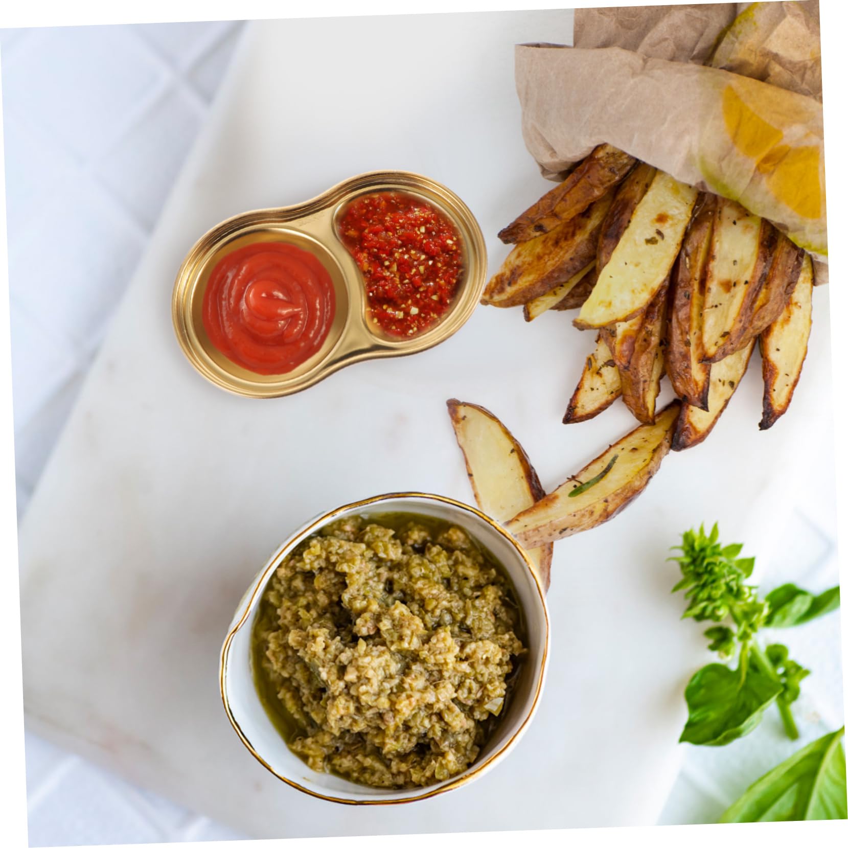 COLLBATH 4pcs Barbecue Dip Plate Sauce Dishes Sushi Dipping Dinnerware Small Dip Bowl Small Condiment Bowl Appetizer Trays Sushi Dipping Bowls Soy Dishes Nut Tray Golden 304 Stainless Steel