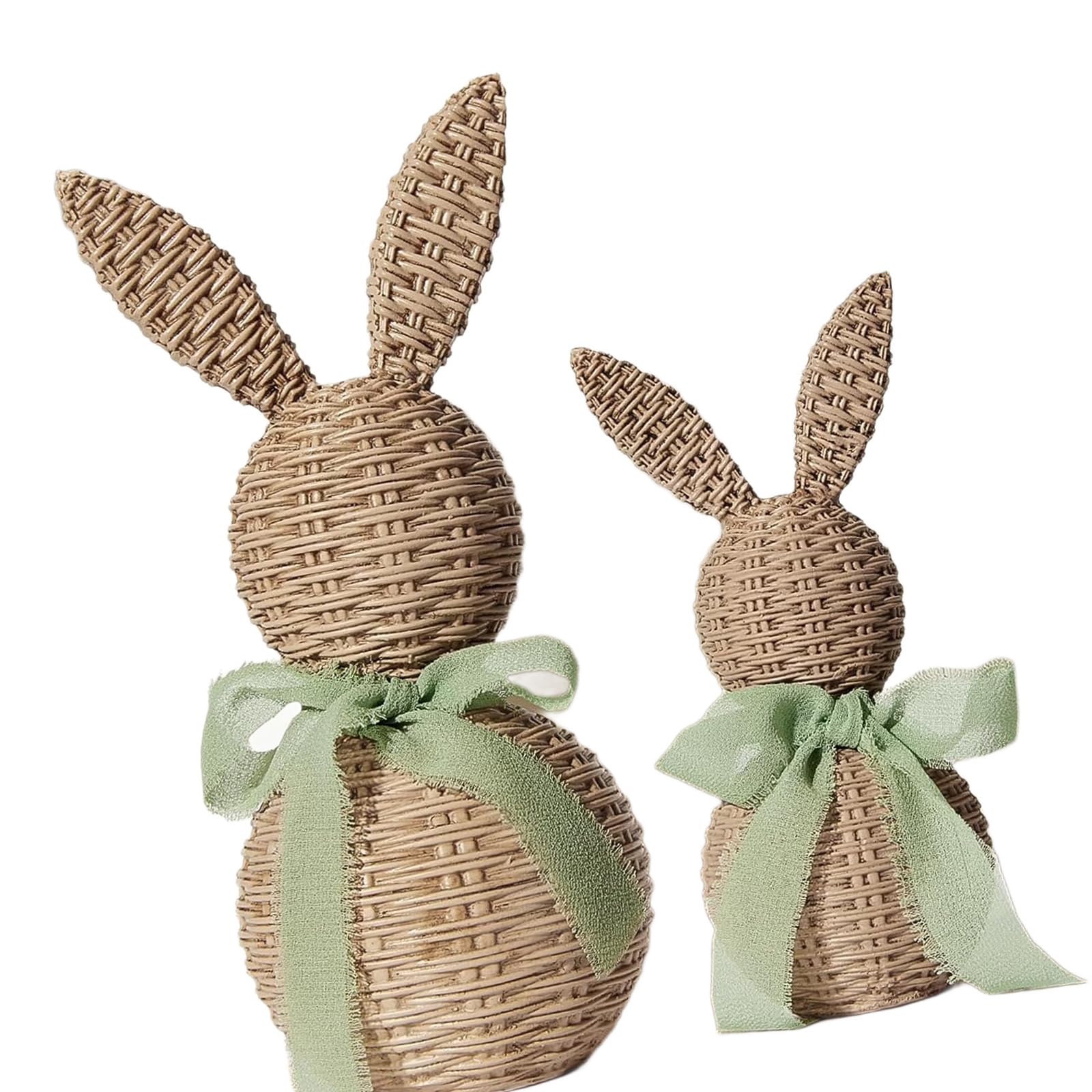 ljhnba Rattan Effect Resin Bunnies Figurines Easter Spring Home Decor Rattan Effect Resin Bunnies Statue