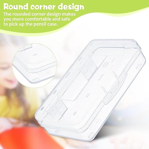 Miniatura 3 de Blulu Paquete de 50 cajas grandes de plástico transparente para lápices, cajas de lápices rígidas a granel con tapa a presión, 8.1 x 4.7 x 2.2