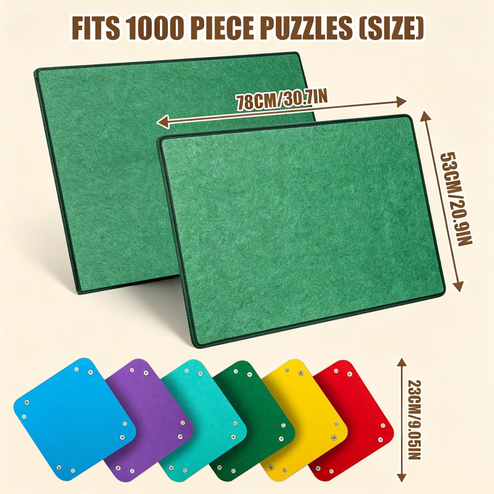 Tavola per puzzle da 1000 pezzi, con design 2 in 1 con supporto e copertura, tavolo portatile con 6 scomparti colorati, accessori per puzzle con antiscivolo, vassoio in feltro, verde