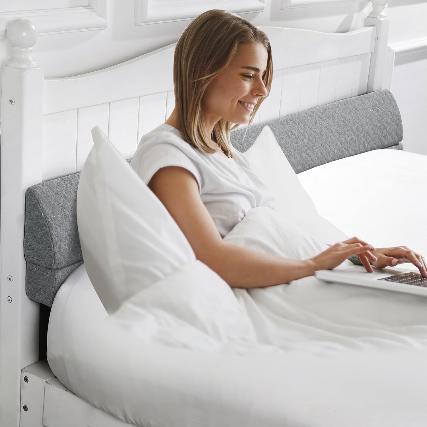 BALAPET Adjustable Pillow Wedge for Headboard Gap Close The Gap 0-7", Bed Gap Filler King Size, Grey Flodable Wedge Sleeping Backrest Pillow, Foam Bed Mattress Gap Filler, 76"x9"x3"