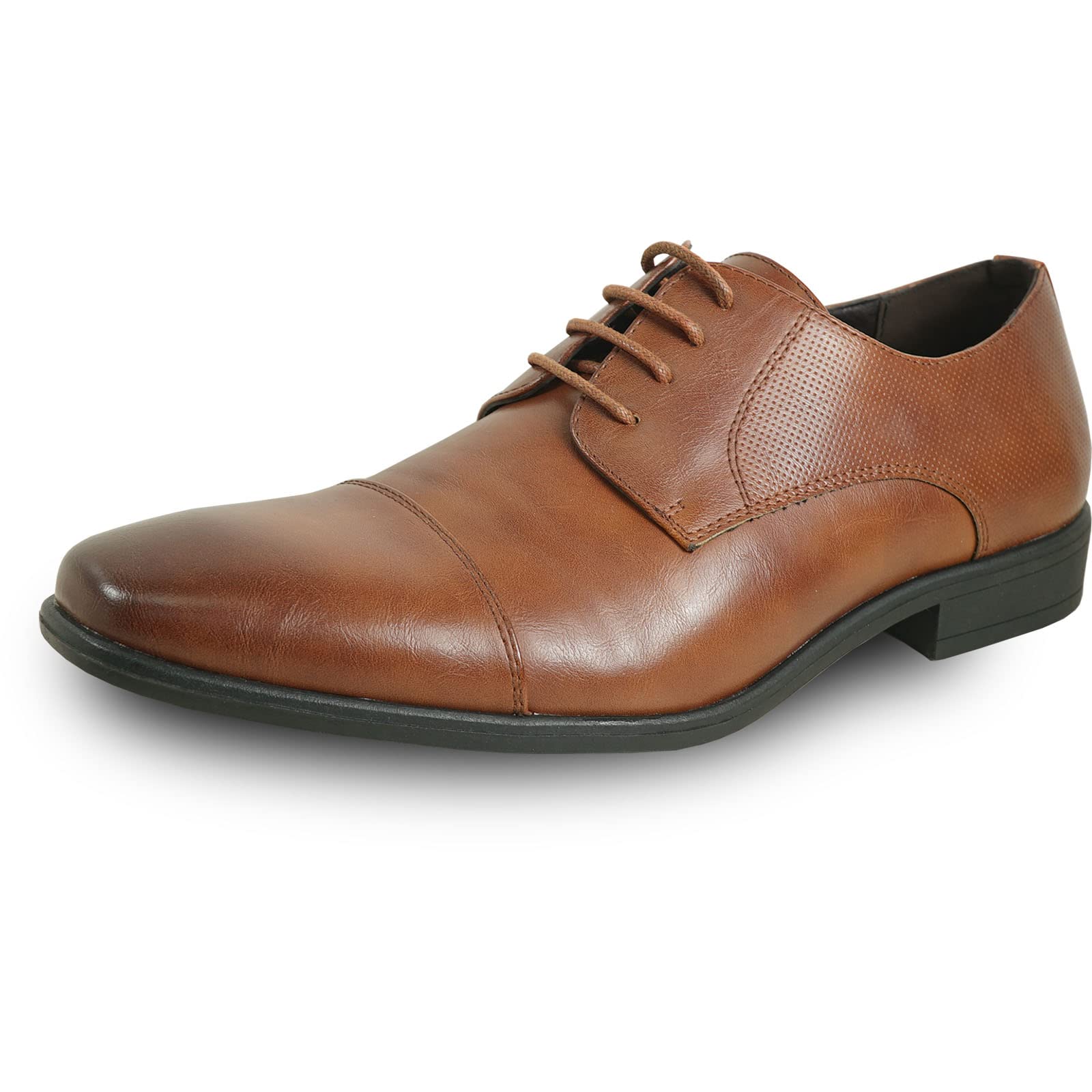 bravo Men Dress Shoe King Classic Lace-up Oxford Plain or Cap Toe or Wingtip Leather Sock Medium and