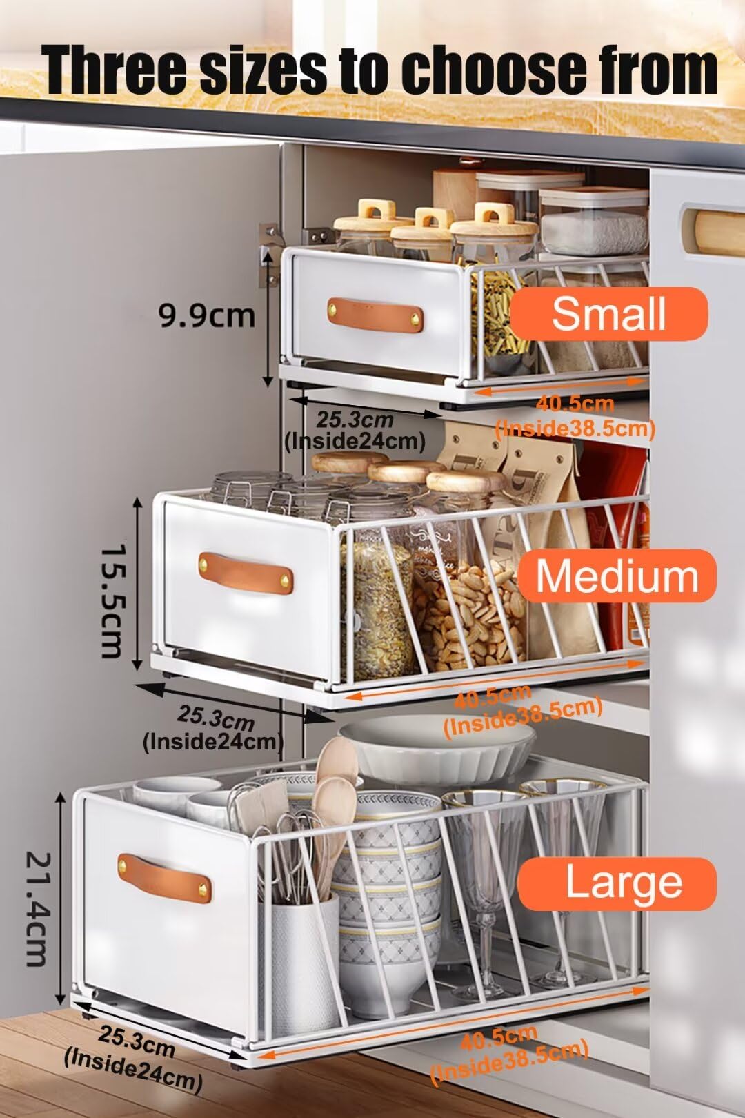 Organiseur de placard coulissant blanc de 30 cm avec poignées Solution de rangement pour un accès et une organisation faciles