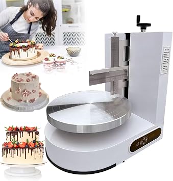 Electric Cake Cream Spreading Coating Filling Machine Automatic Cake Bread Cream Spreader Smoothing Machine,4-12inch Baking Birthday Cake Decoration Tools Electrical Rotating Adjustable