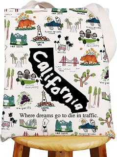 JNIAP California Canvas Tote Bag California Trip Gifts California Grocery Bag California Reusable Shopping Bag