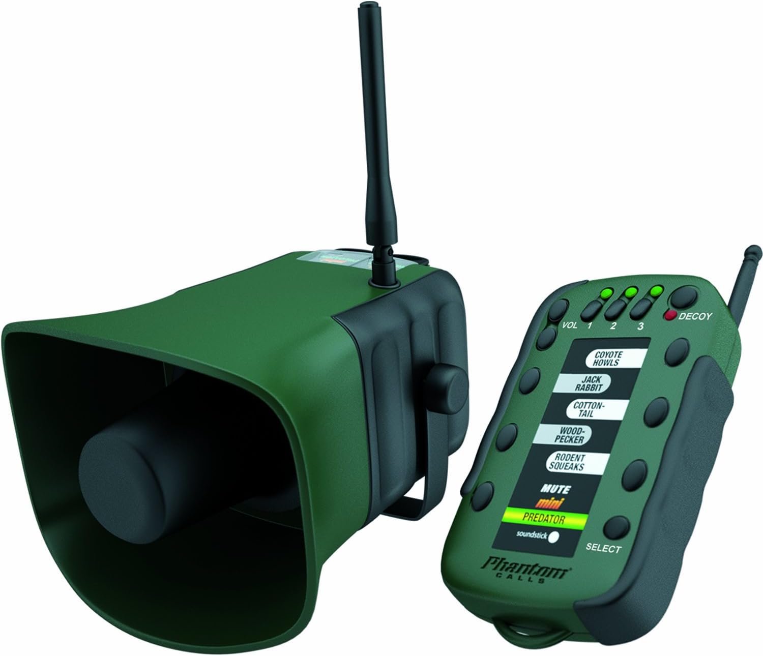 Extreme Dimension Wildlife Calls - Mini Phantom Remote with Predator 2 and 3 Sticks - EDMR302 - Remote Controlled Electronic Coyote Call - 150 Yard Range - Up to 120 db