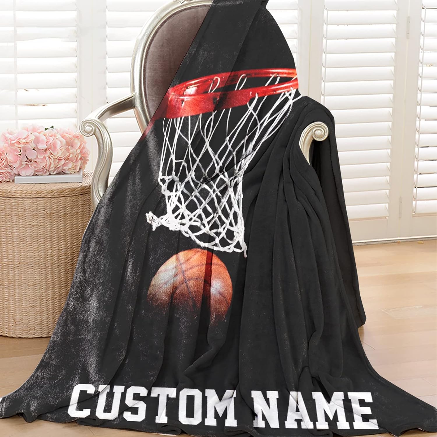 Custom Basketball Baby Blanket Gifts: Personalized Soft Flannel Fabric Blankets with Name Number for 0-6 Years Kids Boys Girls - Warm and Comfortable 60X80inch