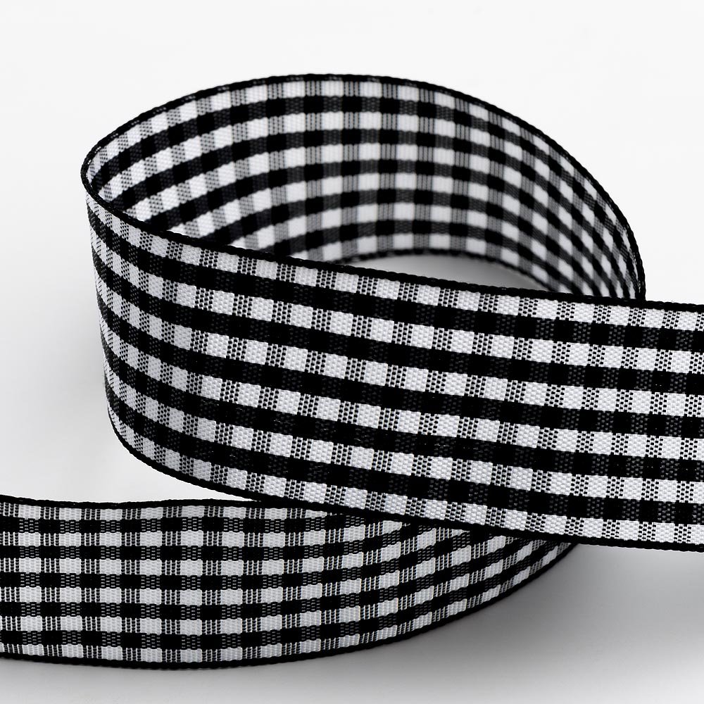 Italian Options Black Gingham Ribbon 16Mm X 10 Metres